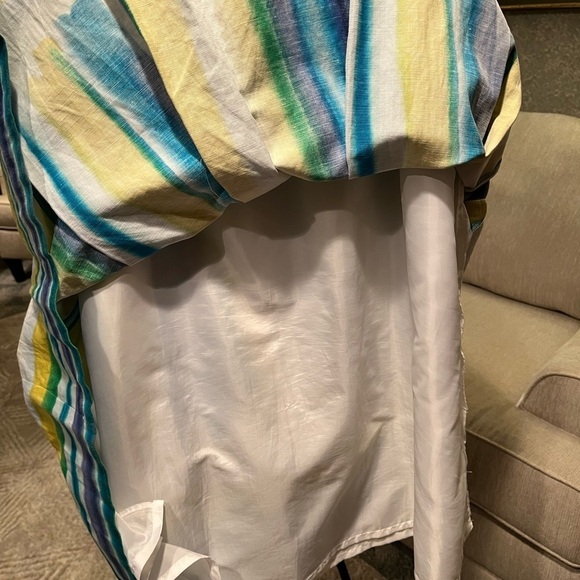 CALVIN KLEIN Linen Blend Skirt Women's Size 16 Pleated Multicolor Stripe Artsy - Picture 4 of 11